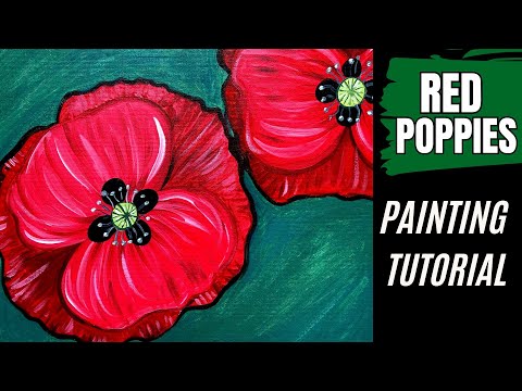 🏵️EP184- 'Red Poppies' special acrylic red poppy painting for US Veteran's Day step-by-step