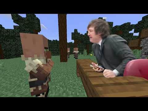 milei puteando a un aldeano en minecraft