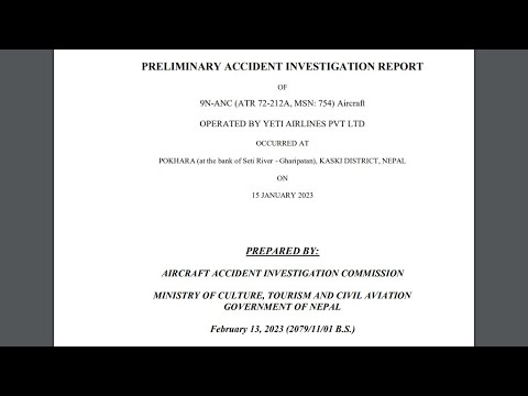Nepal ATR 72 Crash Preliminary Report 17 Feb 2023