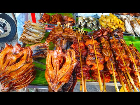Khmer Street Food In Phnom Penh City  - Grilled Pork, Chicken, Fishes, And More