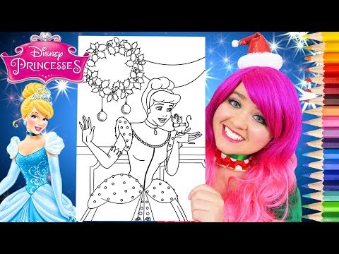 Coloring Cinderella Christmas Disney Princess Coloring Page Prismacolor Pencils | KiMMi THE CLOWN Video
