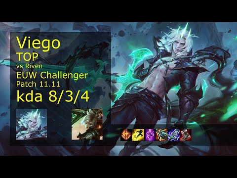 Viego Top vs Riven - EUW Challenger 8/3/4 Patch 11.11 Gameplay