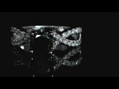 1.60 CT T.W. SI2 F & BLACK ROUND DIAMOND ENGAGEMENT RING 14K WHITE GOLD