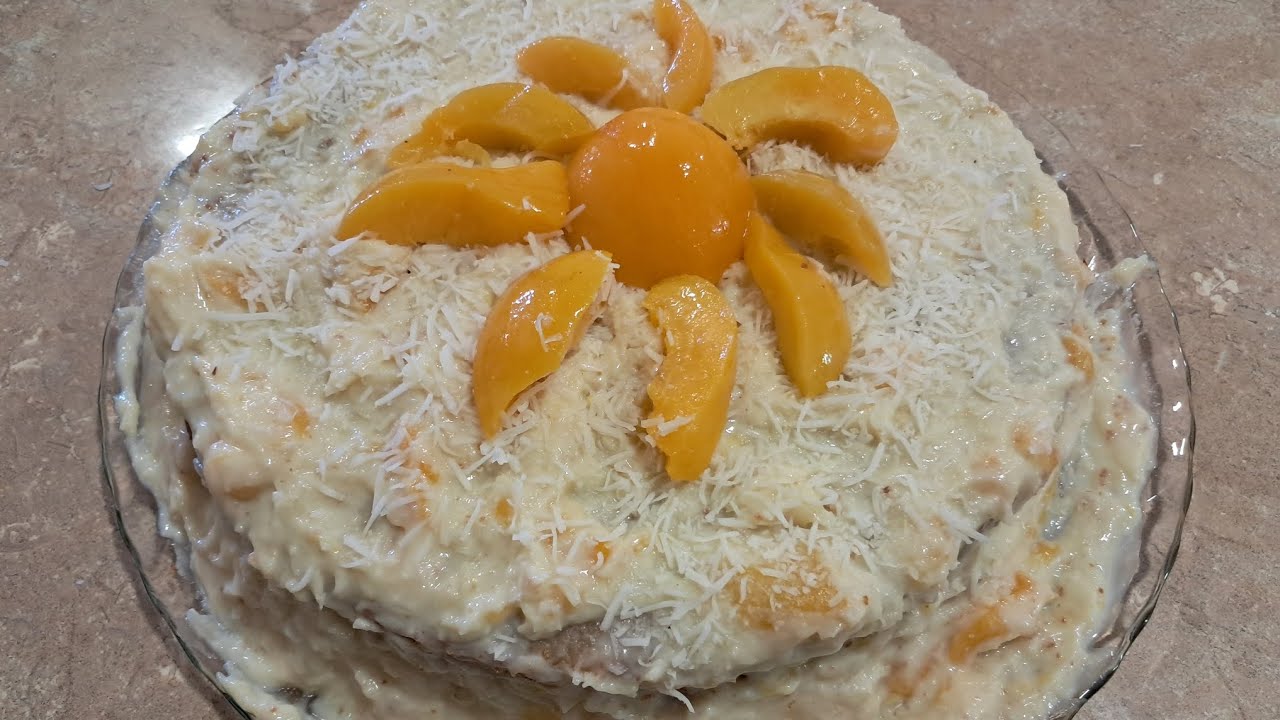 BOLO DELICIOSO DE COCO COM PÊSSEGO, SEM GLUTEN E SEM LACTOSE!! 🥰☺️ #semlactose #receitassemgluten