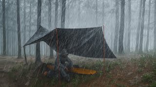 A SCARY BRUTAL RAINSTORM ‼️Solo Camping in HEAVY RAINSTORM⛈️CAMPING IN HEAVY RAIN WITH THUNDERSTORM