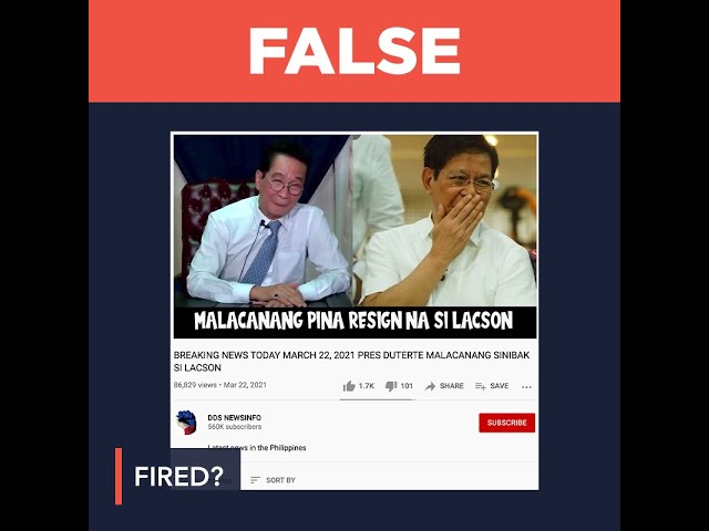 FALSE: Duterte fires Lacson