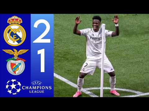 Real Madrid vs SL Benfica 2-1 AGG 3-1 Highlights & All Goals •  Vinicius Junior & Tchouaméni Goals 