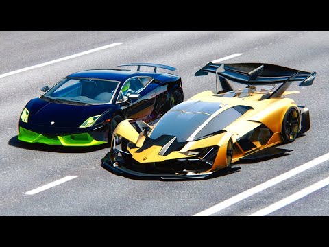 Lamborghini Terzo Millennio GTR Concept vs Lamborghini Gallardo LP-7777 SL Quad Turbo - Drag Race