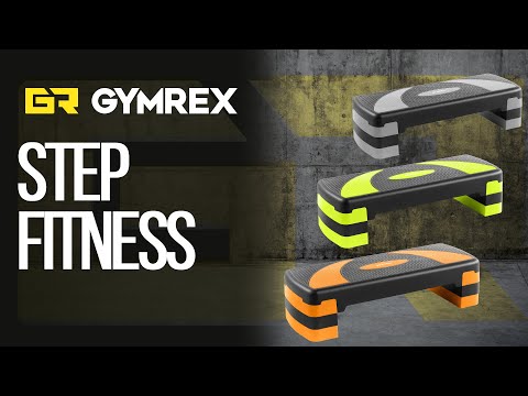 Vidéo - Step fitness - Réglable en hauteur - 100 kg - Noir/orange