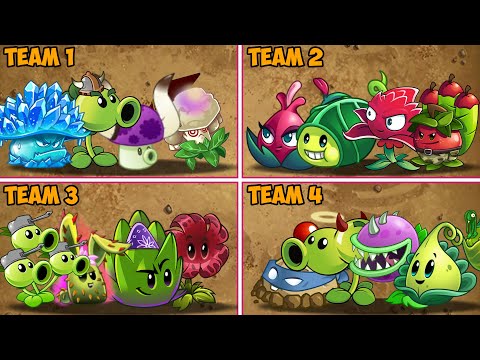 Pvz 2 - Random 5 Plant Teams Vs 6 Random Zombie Teams - What is the best team? Plants vs Plants