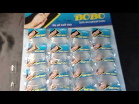 CARTELA DE UNHA TIPS TRANSPARENTE LONGA COM 24 KITS BOBO