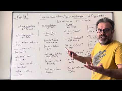 Almanca A2.1  Ders 28 Präpositionaladverbien und Fragewörter . Edat Zarfları be Soru Sözcükleri