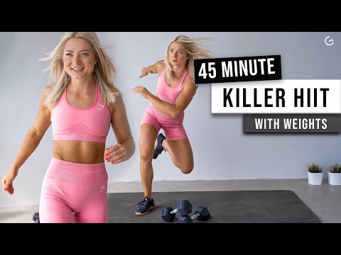 45 MIN KILLER HIIT with weights - Full Body, NO REPEAT - Time to Sweat, Burn Calories and GROW!