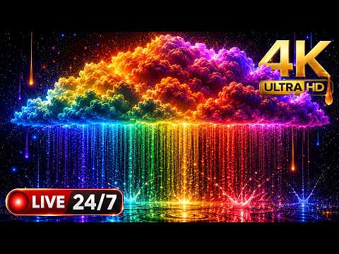 🌈 Rainbow Rain Cloud | 24/7 Live 4K Screensaver | Relax & Focus Music Background