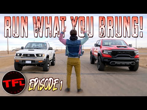 Can a 25-Year-Old SUPERCHARGED Tacoma Beat a new Toyota and the Mighty Ram TRX in a Drag Race?