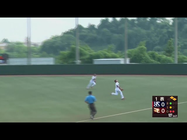 【ファーム】ファインプレー!! イーグルス・永田颯太郎 後ろへの難しい打球をナイスキャッチ!!  2024年7月15日 東北楽天ゴールデンイーグルス 対 東京ヤクルトスワローズ
