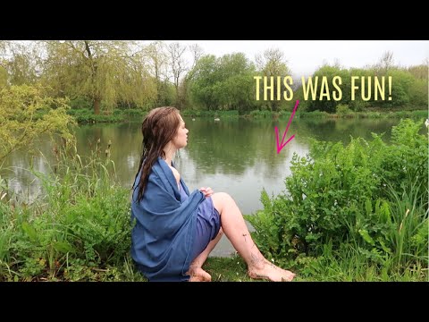 Solo car camping & wild swimming in heavy rain