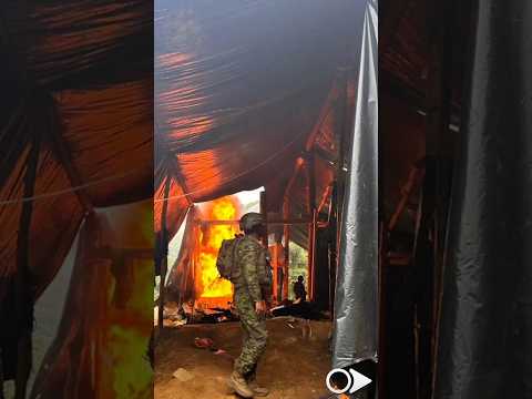 Nuevo golpe a la minería ilegal: Ejército destruye campamento y explosivos en Azuay