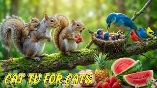 Feline Serenity 🐦 Garden Birds Exploring a Peaceful Green Oasis | Cat TV 4K