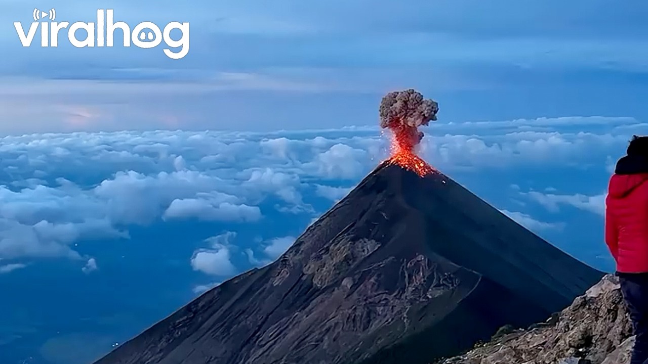 Scenic Volcanic Eruption at Sunrise || ViralHog