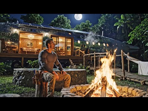 From an Abandoned C-17 Globemaster to a Modern Forest Home  Full ASMR Build Process