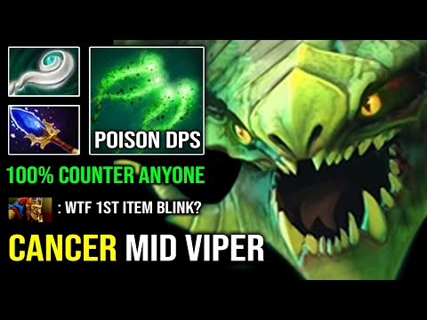 CANCER MID VIPER IS BACK IN 7.32D First Item Blink Viper Strike Insane Poison DPS Slow Dota 2