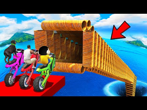 SHINCHAN AND FRANKLIN TRIED THE IMPOSSIBLE PIPES TUNNEL DEEPEST HOLE PARKOUR CHALLENGE GTA 5