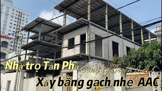 Dãy nhà trọ xây bằng gạch nhẹ AAC EBLOCK kết hợp khung thép tại Tân Phú