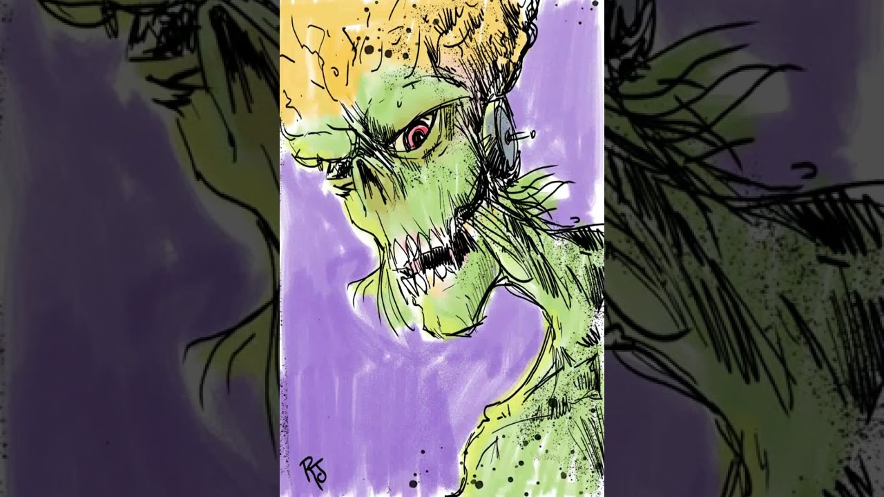 Mars Attacks Alien Time Lapse Sketch #shorts