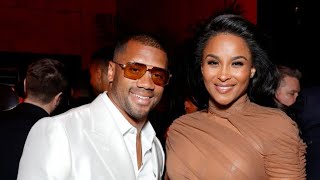 Ciara  & Russell Wilson pose on the Vanity Fair Oscars party red carpet