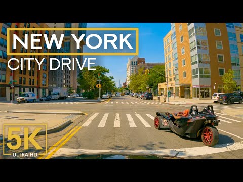 5K City Drive Video with Energetic Music - Discovering NY State - East side, Harlem, Queens