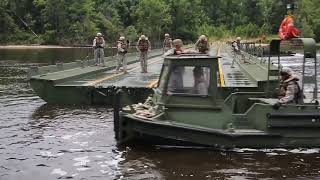 preview picture of video 'Marines Build 1,000 Foot Bridge using Improvised Ribbon Bridges'