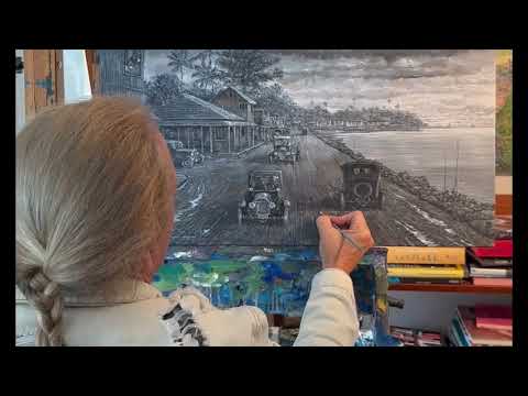 Painting of Front Street Lahaina 1913 by Robert Lyn Nelson