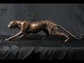 XL Bronze Deco Cheetah Cat Statue 