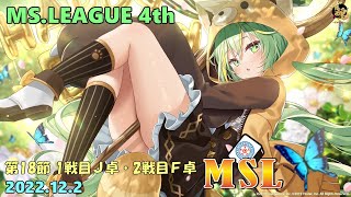 【雀魂3分ディレイ】第4期MSリーグ第18節 1戦目J卓 2戦目F卓 フィオー視点