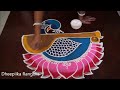 Saraswati Pooja special Veena peacock kolam for Dussehra //Pandaga muggulu// easy rangoli//Diwali