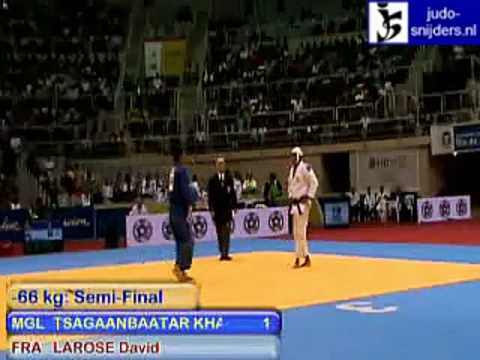 Judo 2009 Rio de Janeiro: Tsagaanbaatar (MGL) - Larose (FRA) [-66kg].
