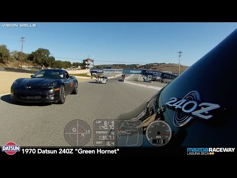 The Green Hornet 240Z.  At the limit, Laguna Seca