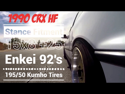 1990 CRX Stance Fitment | 15x8 +25 | 195/50 Tires | Enkei 92 Wheels
