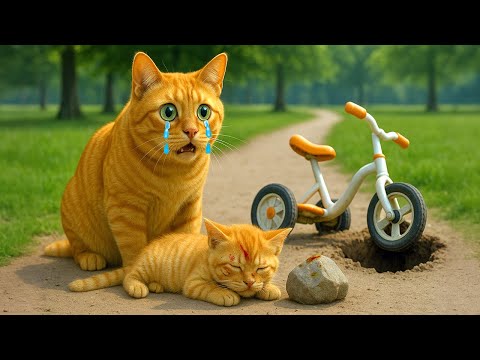 Kitten Falls Off the Cycle, Mama Cat Can't Stop Crying, Takes Kitten to Hospital 😿❤️ #cat #cute