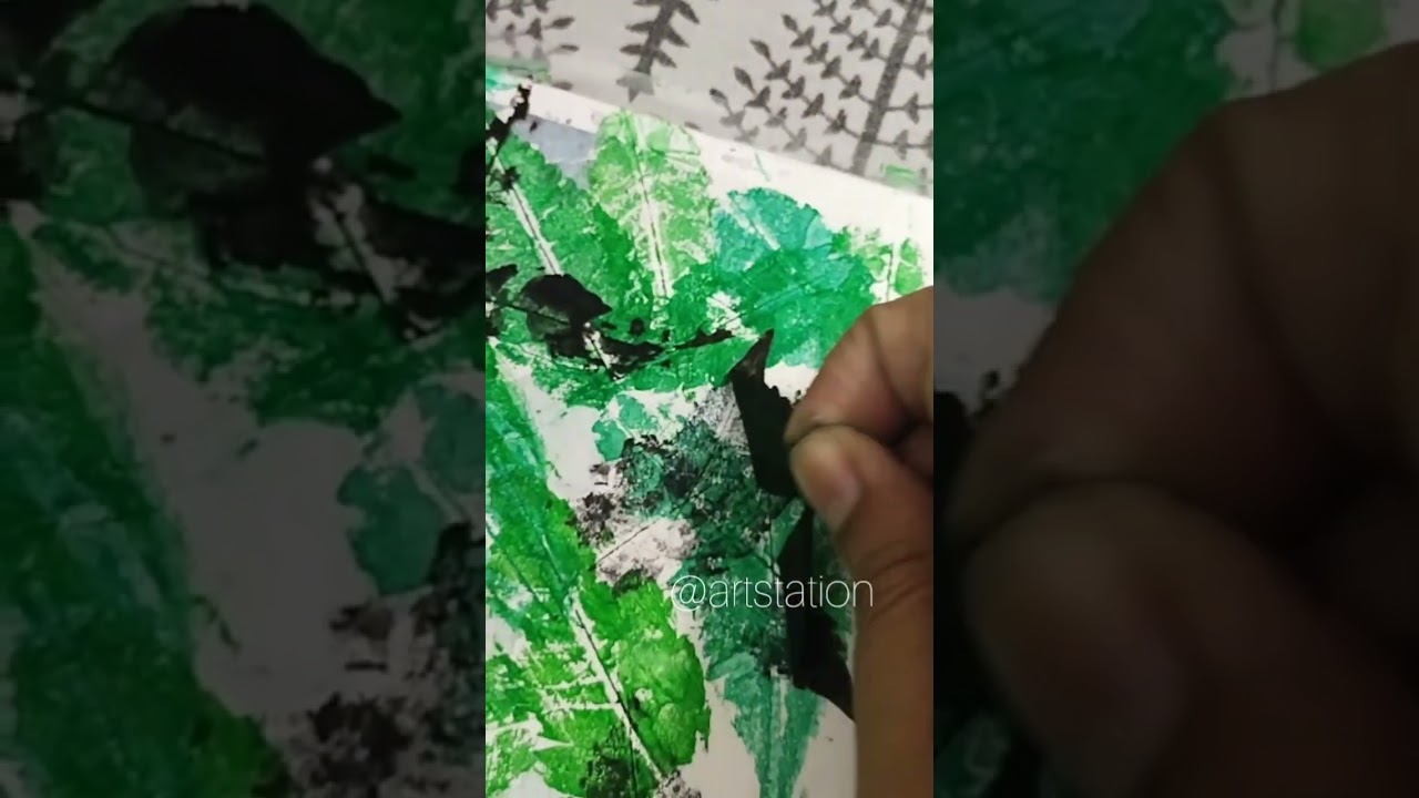 greeni and blacky leaves painting 💚🖤🌿#drawing #short #art #drawingskills #viral #leaves #green#black