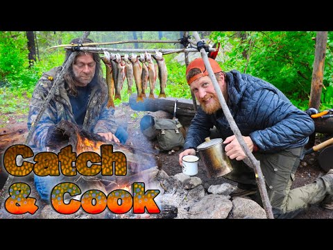 Catch And Cook Brook Trout Day 2 of 30 Day Survival Challenge Canadian Rockies