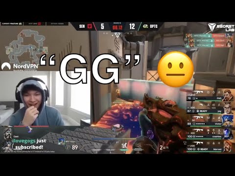 Sinatraa Reacts To Sentinels Losing Map 1 To OpTic Without TenZ & SicK 😵