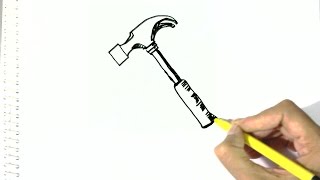 How to draw a Hammer- in easy steps for children. beginners