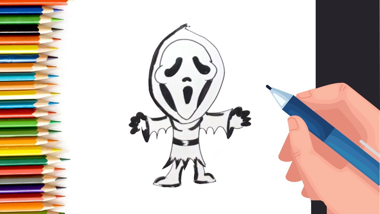 How to draw ghostface for Kids