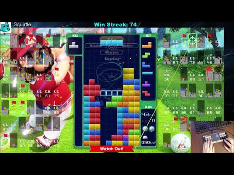 Tetris 99 Mario Golf Theme - Insane T-spins, Huge Combo, 4 Perfect Clears in a Row