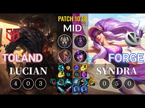 SB TolanD Lucian vs VG Forge Syndra Mid - KR Patch 10.18