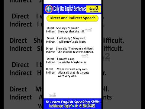Direct and indirect Speech | Daily Use English Sentences | English Grammar Sentences | Way 2 English
