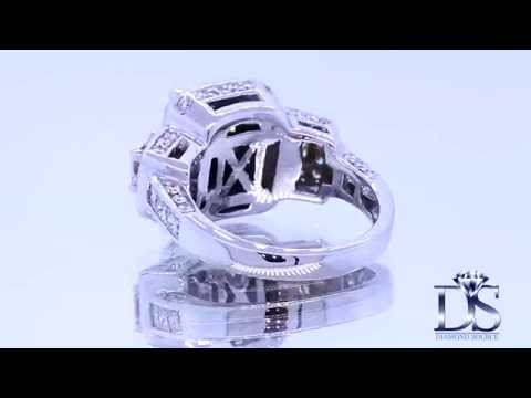 18kt white gold Engagement Ring With Center Diamond 3.02ct Radiant K SI2 Cut RN-91500