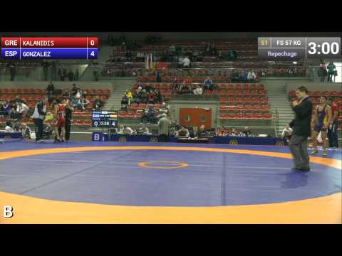 Repechage FS - 57 kg: Juan Pablo GONZALEZ (ESP) df. Theoharis KALANIDIS (GRE) by TF, 10-0